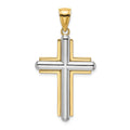 14K Two-tone Beveled Cross Charm