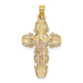 14k Two-Tone w/ Lace Trim Crucifix Charm