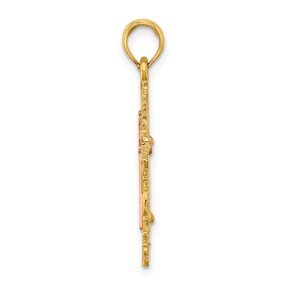 14K Two-Tone w/ Lace Trim Cross Charm