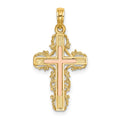 14K Two-Tone w/ Lace Trim Cross Charm