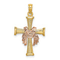 14l Two-Tone Textured Finish Cross w/ Drape Charm