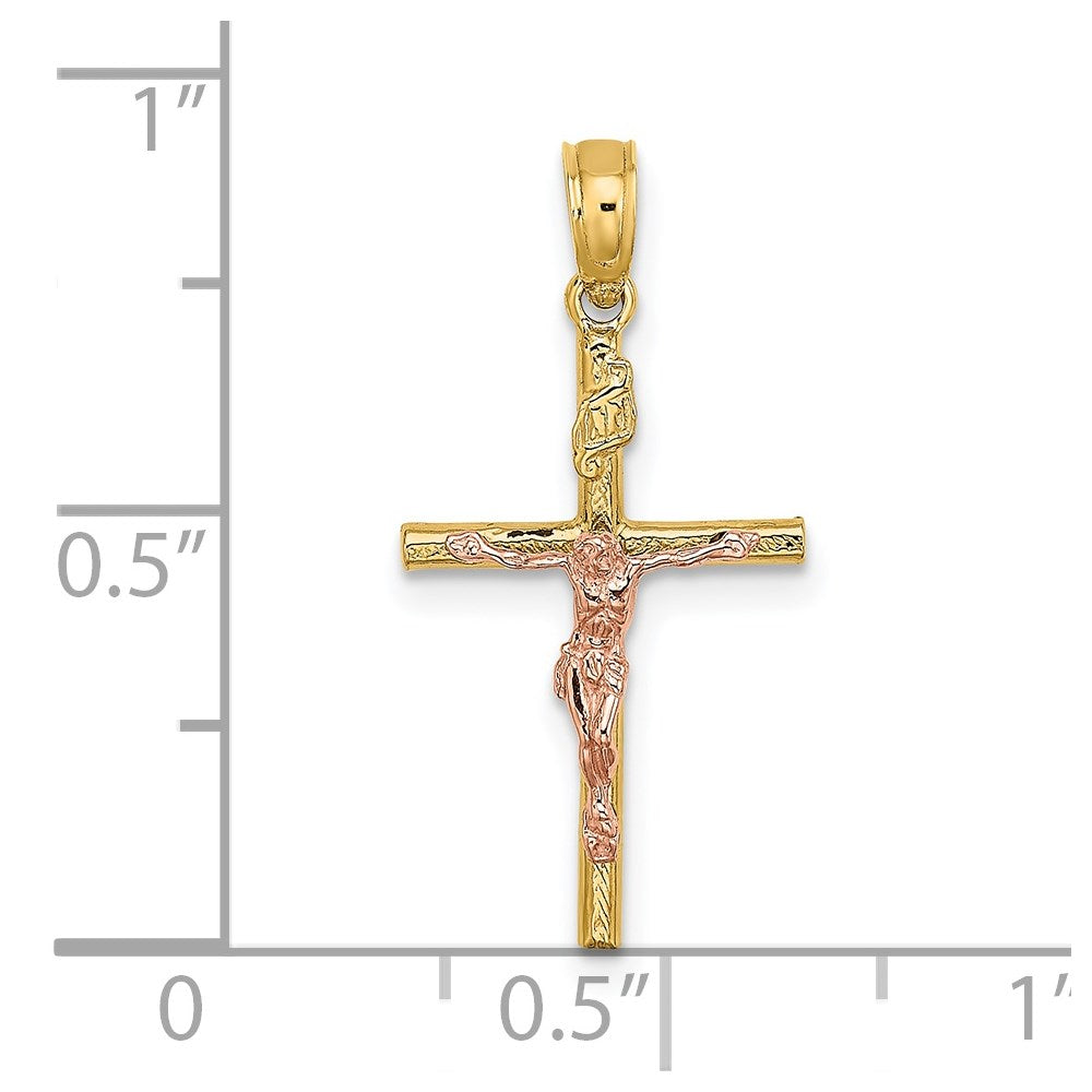 14k Two-Tone Cross Crucifix Charm