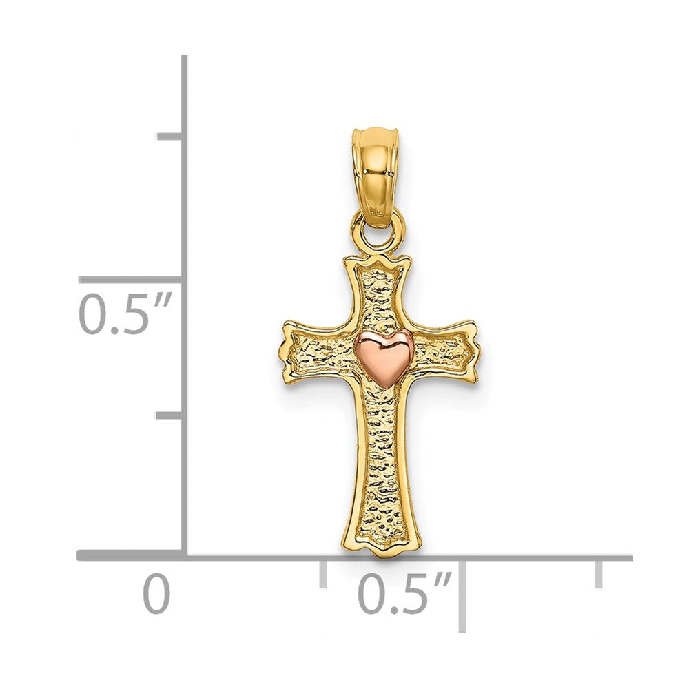 14k Two-Tone w/ Heart In Cross Charm