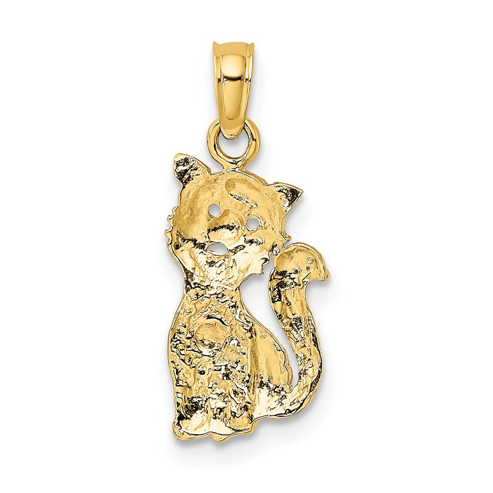 14k Two-Tone Cat w/ Heart Charm