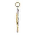 14K w/Rhodium Cross w/Drape Charm