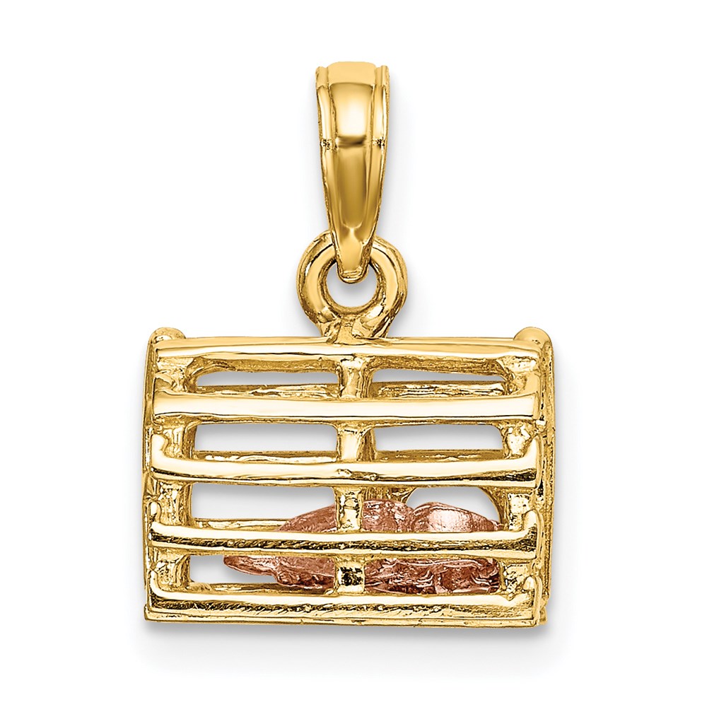 14K Two-Tone Moveable 3-D Lobster(Pink)In Trap