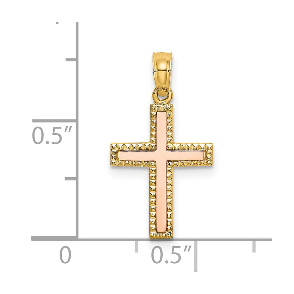 14k Two-tone Polished Cross Charm