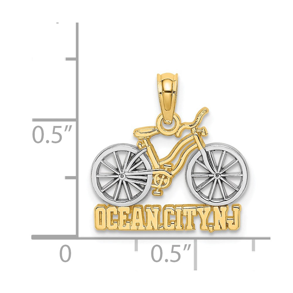 14k with White Rhodium OCEAN CITY, NJ Bicycle Charm