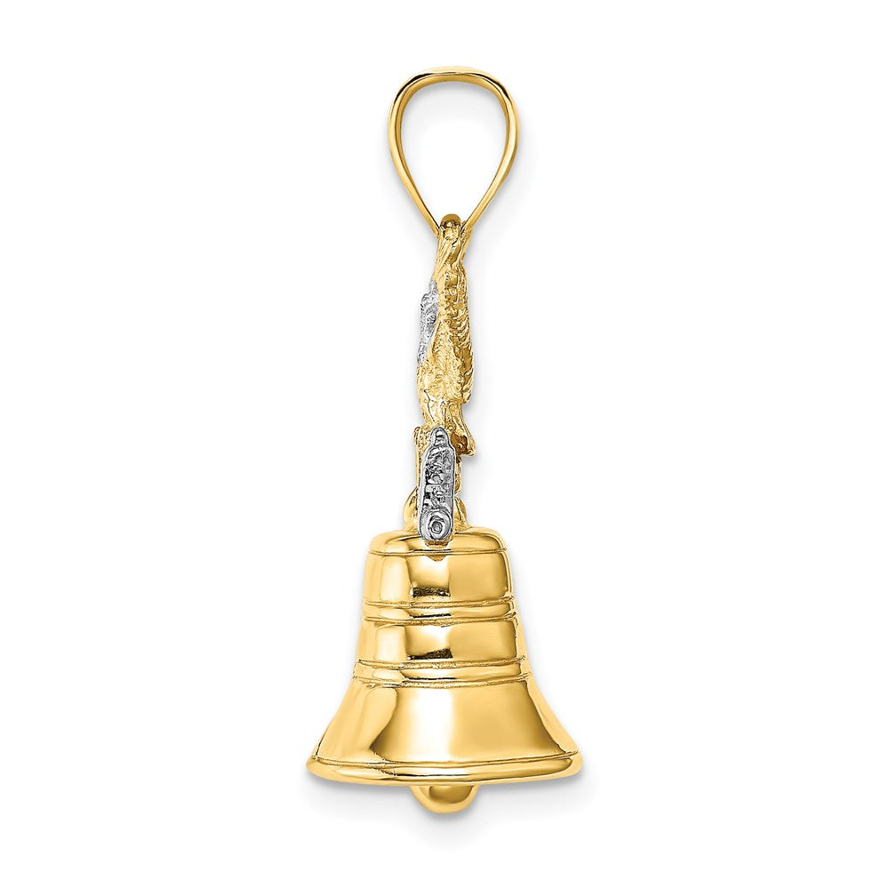 14k w/Rhodium 3D Moveable Liberty Bell w/Eagle Top Charm