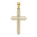14K Two-tone Polished Cross Charm