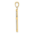 14K W/ Rhodium Polished Tubular Cross Charm