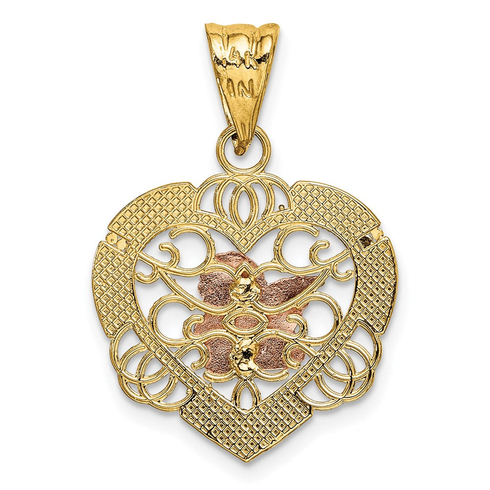 14K Two-tone w/White Rhodium Angel In Heart Charm