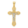 14K Two-tone Crucifix W/ Scrolled Tips Charm