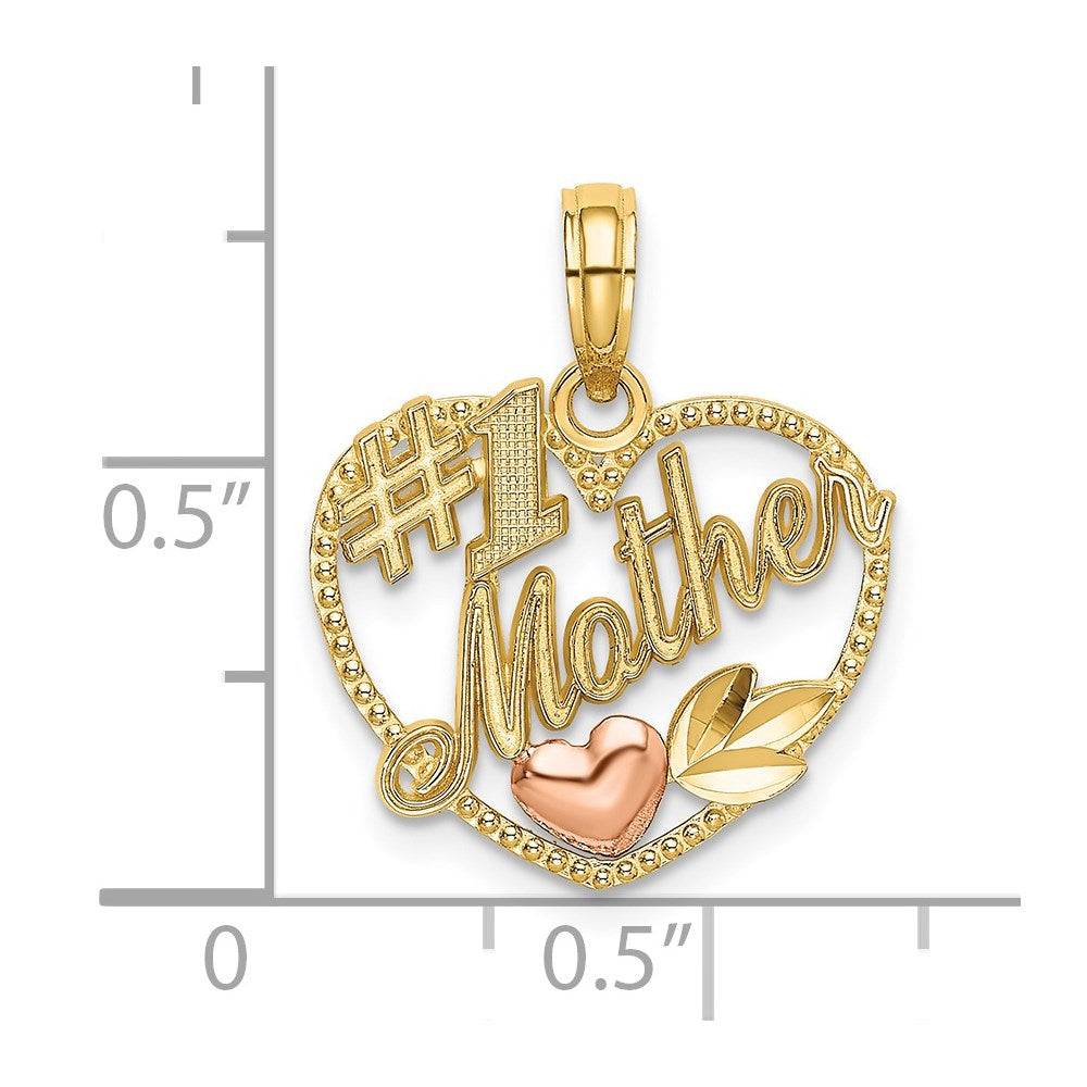 14k Two-Tone Heart w/ #1 MOTHER Charm