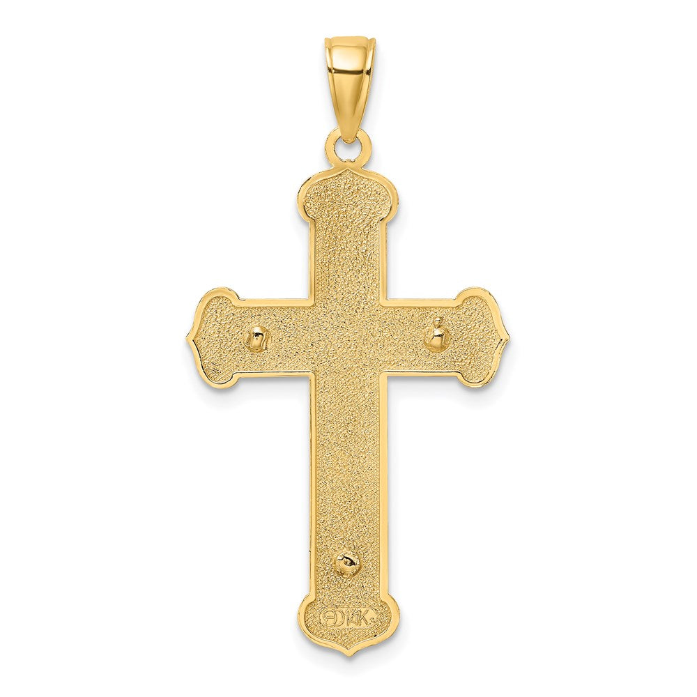 14K Two-tone Engraved Crucifix Charm