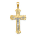 14K Two-tone Engraved Crucifix Charm