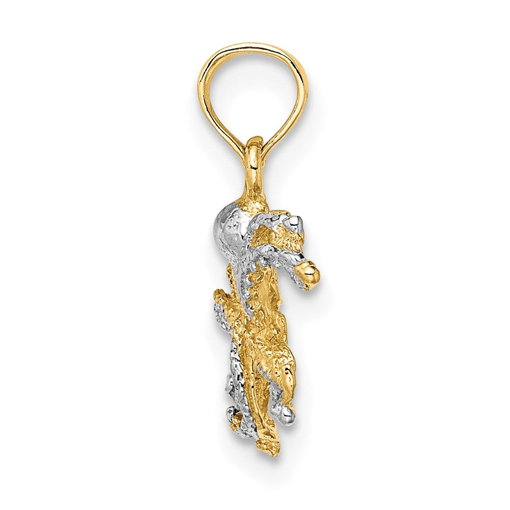 14K W/ Rhodium Textured Octopus Charm