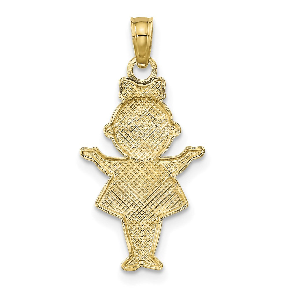 14K Textured w/Rhodium Girl Charm