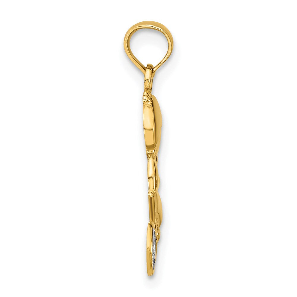 14k w/Rhodium Little Boy On Bicycle Charm