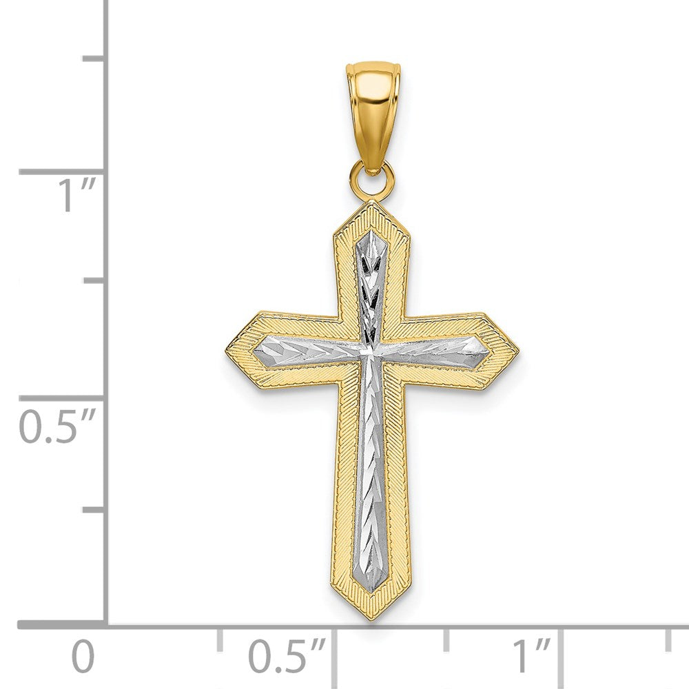 14K W/ Rhodium Center Cross Charm
