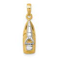 14K w/Rhodium 3-D Wave Runner W/ Moveable Seat Charm