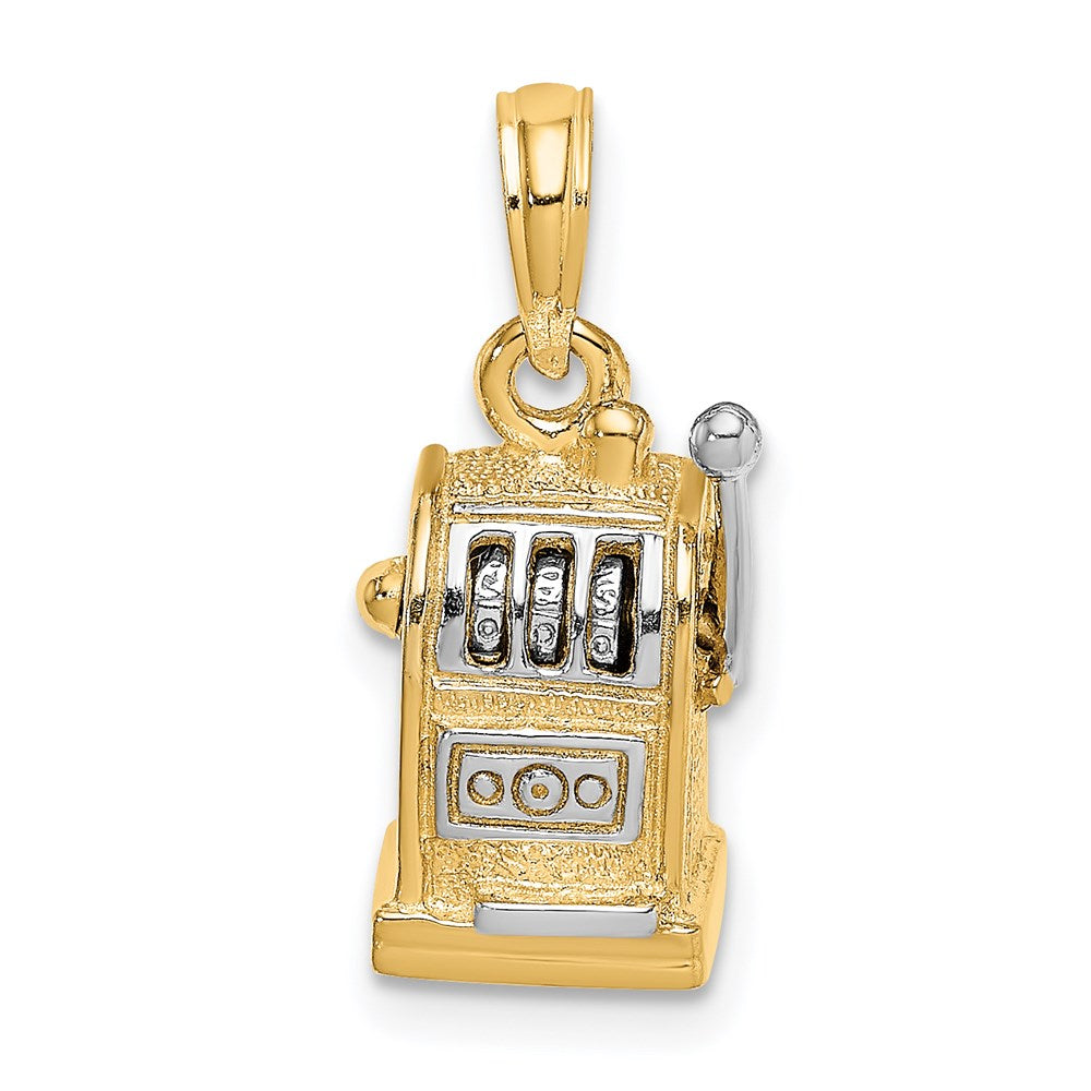 14k Rhodium 3D Slot Machine w/Moveable Handle Charm