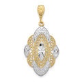 14K w/Rhodium D/C Filigree Oval Charm