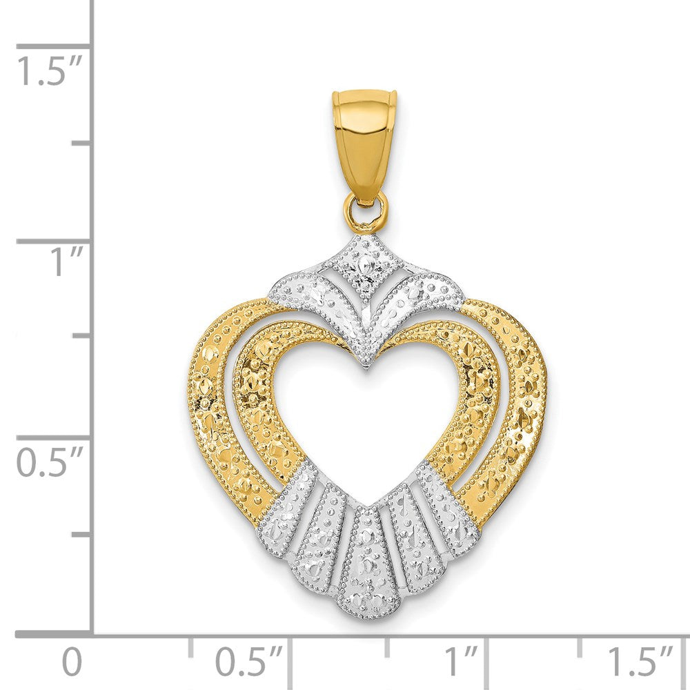 14k w/Rhodium Cut-Out Heart Charm