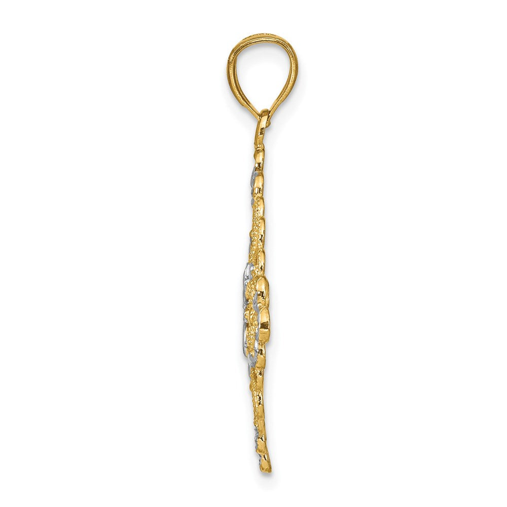 14K w/Rhodium D/C Filigree Medallion Charm