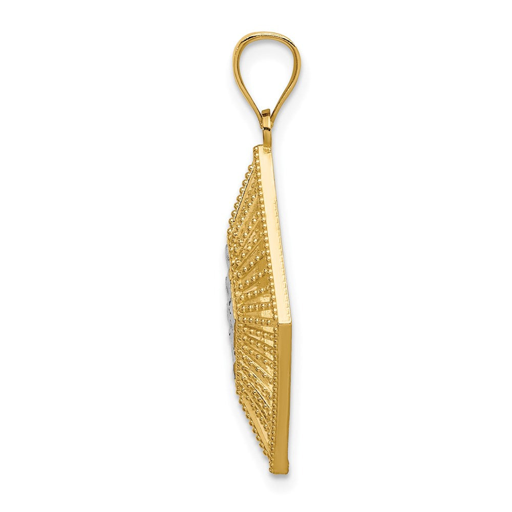 14K w/Rhodium D/C Diamond Shape Charm