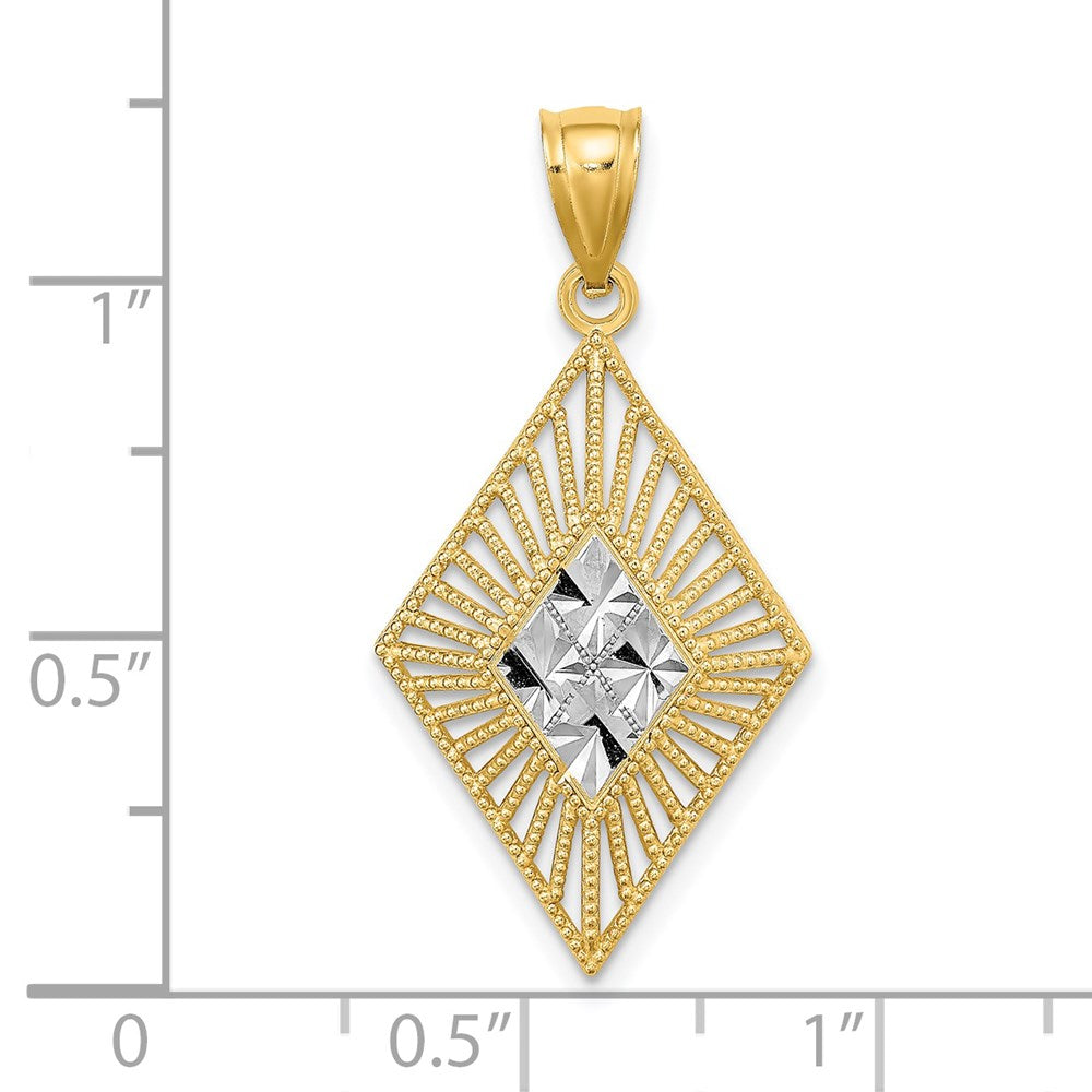 14K w/Rhodium D/C Diamond Shape Charm