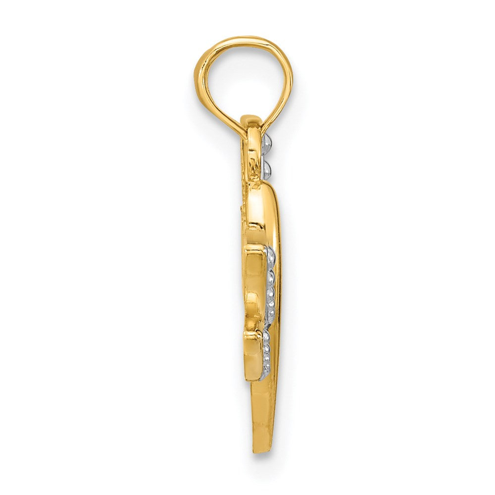 14k w/Rhodium Textured Dragonfly Charm