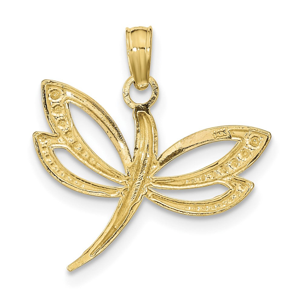 14k w/Rhodium Textured Dragonfly Charm