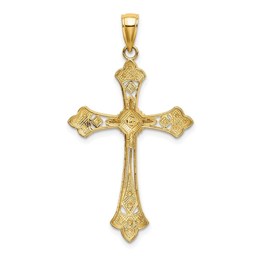 14K W/ Rhodium D/C Edges Cross Charm