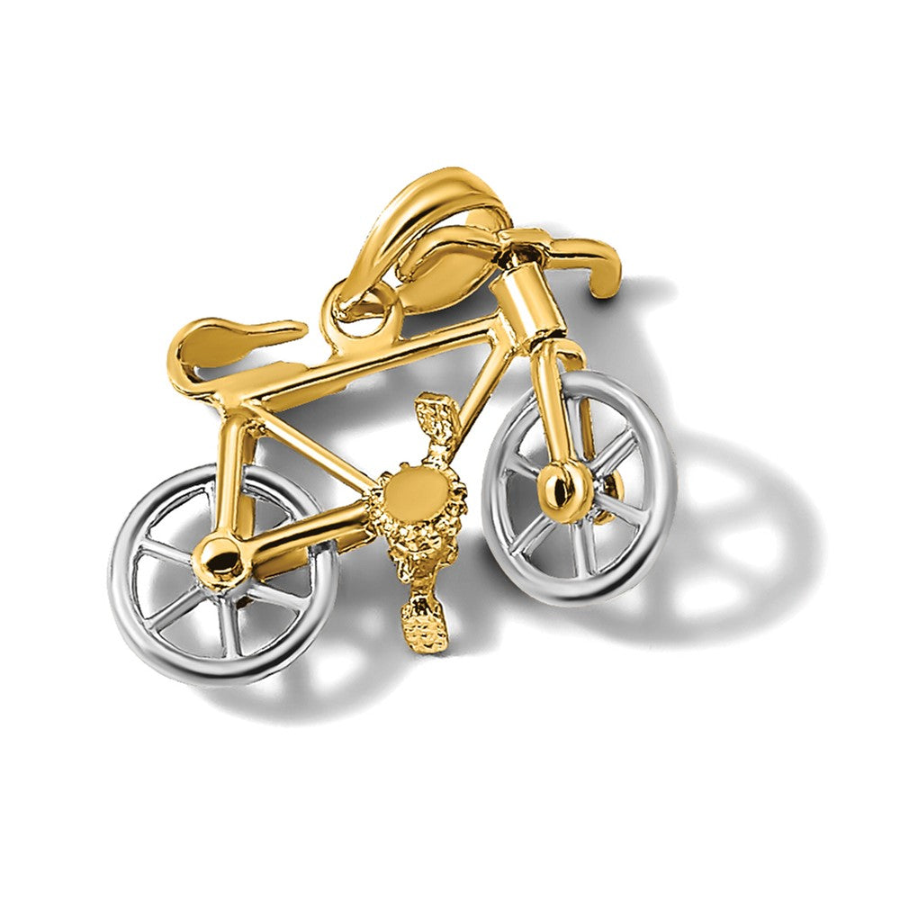 14k Two-tone 3-D Bicycle w/ Moveable Tires Charm