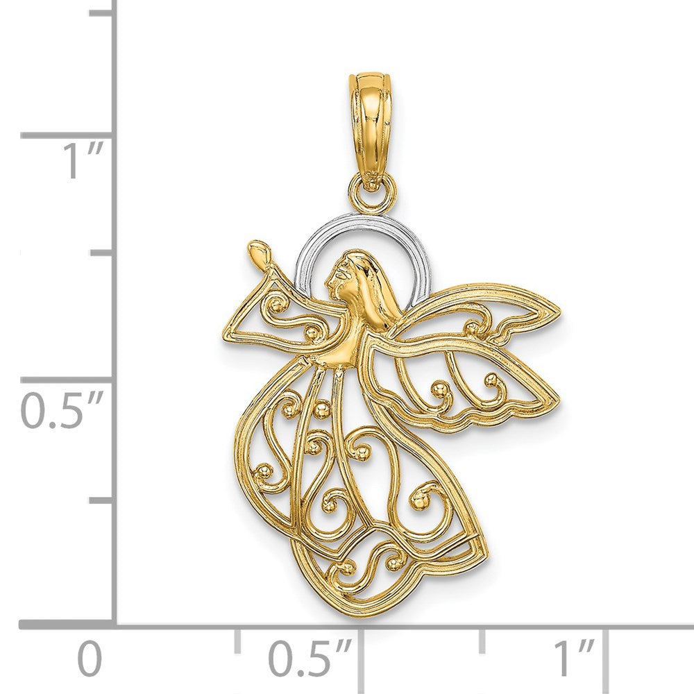 14K W/ Rhodium Flying Angel Charm