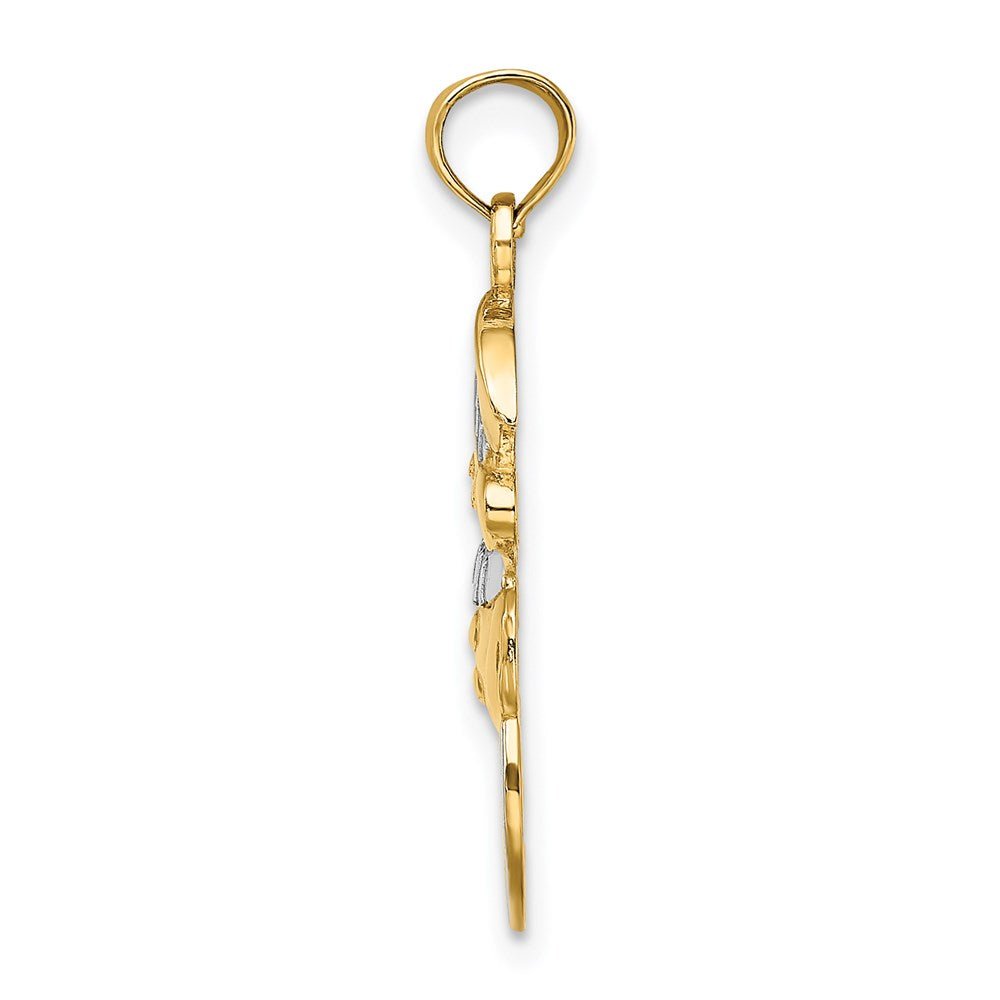 14K and Rhodium Snowman w/Joy Pendant