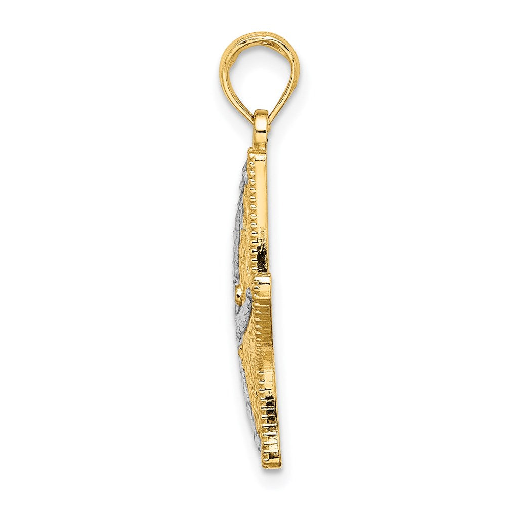14K Rhodium Diamond-cut Small Starfish Charm