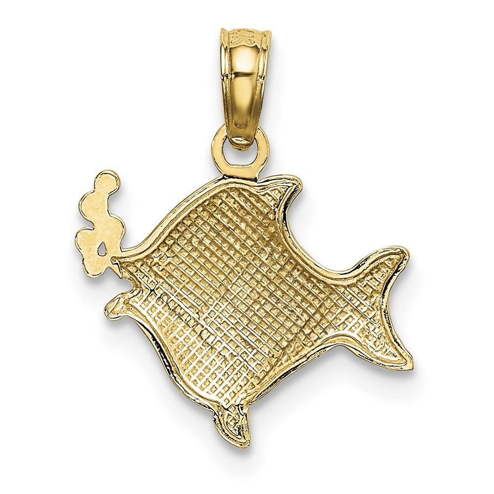 14k with White Rhodium 2-D Fish w/ Bubbles Charm