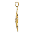 14K with White Rhodium Starfish Filigree Charm