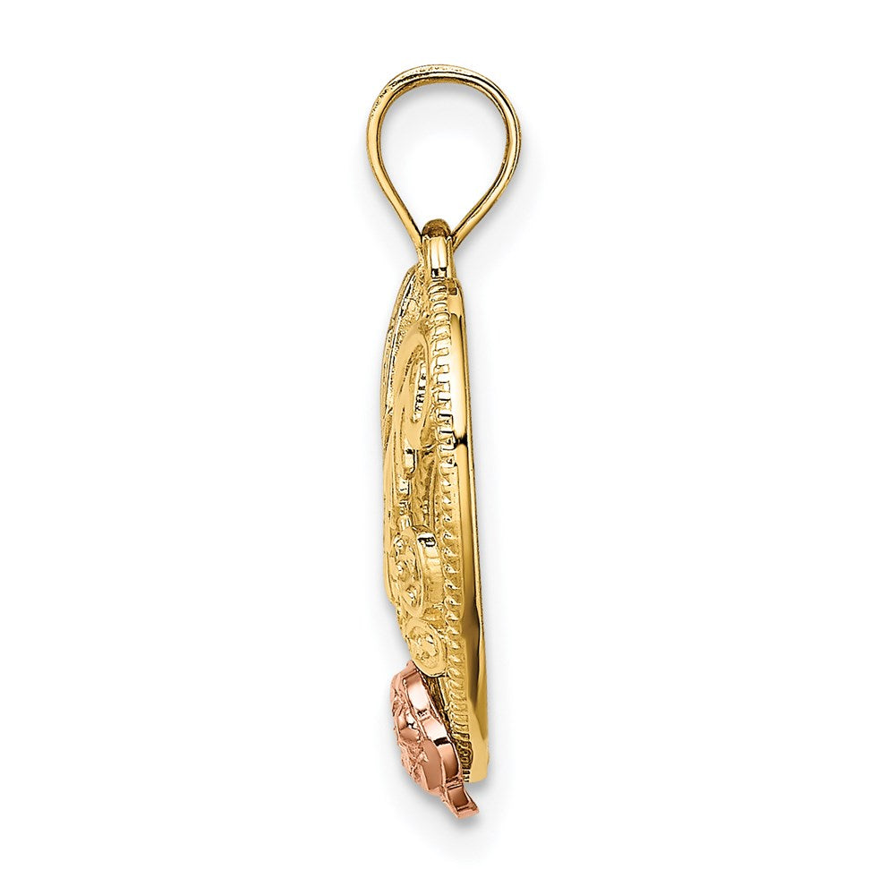 14k Yellow and Rose Gold w/White Rhodium #1 MOM Heart Charm