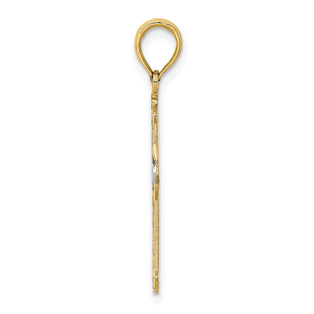 14K w/Rhodium D/C Cross Charm