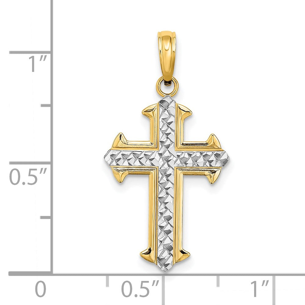 14K w/Rhodium D/C Cross Charm