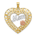 14k Two-tone w/White Rhodium D/C MOM Heart Charm
