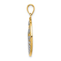 14k w/Rhodium Sunset and Seagulls In Circle Pendant