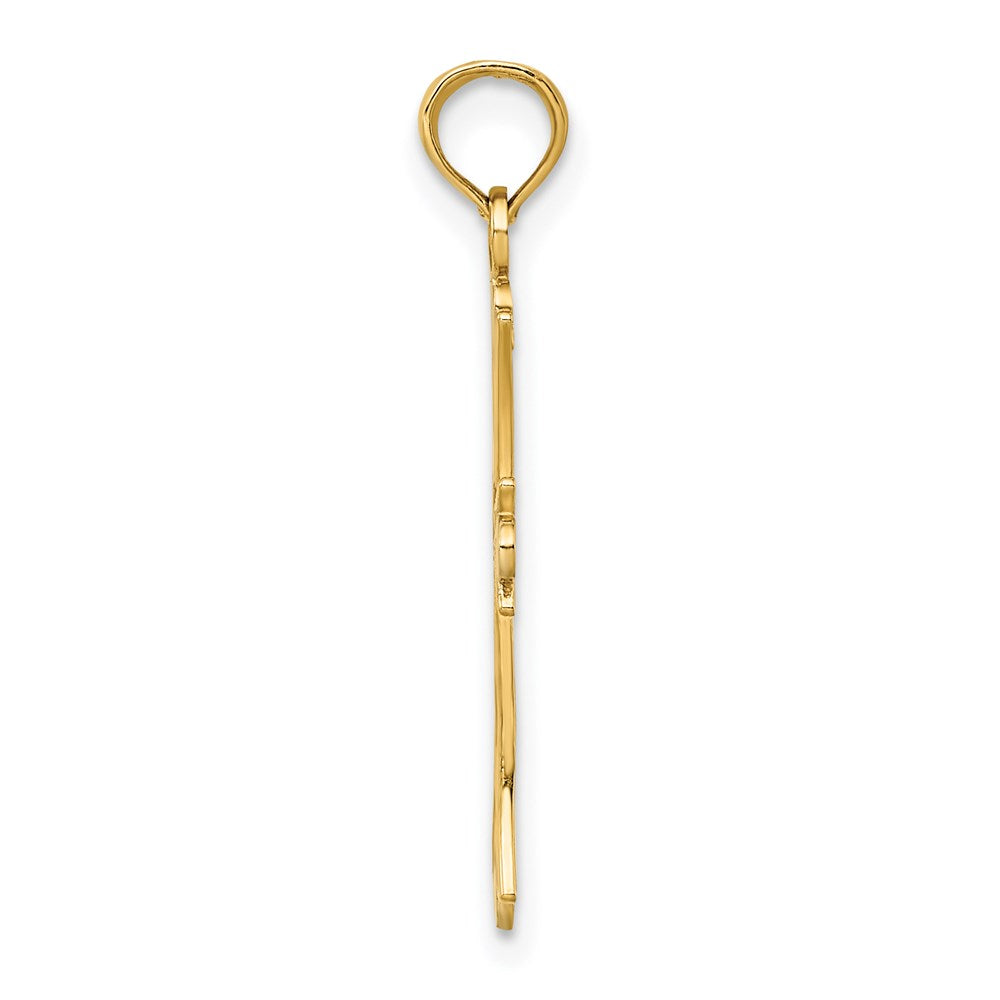 14K W/ Rhodium Textured Cross Charm