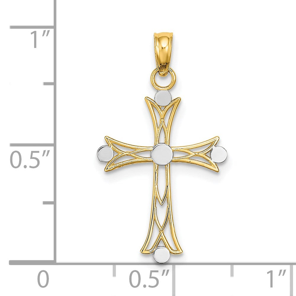 14K W/ Rhodium Textured Cross Charm