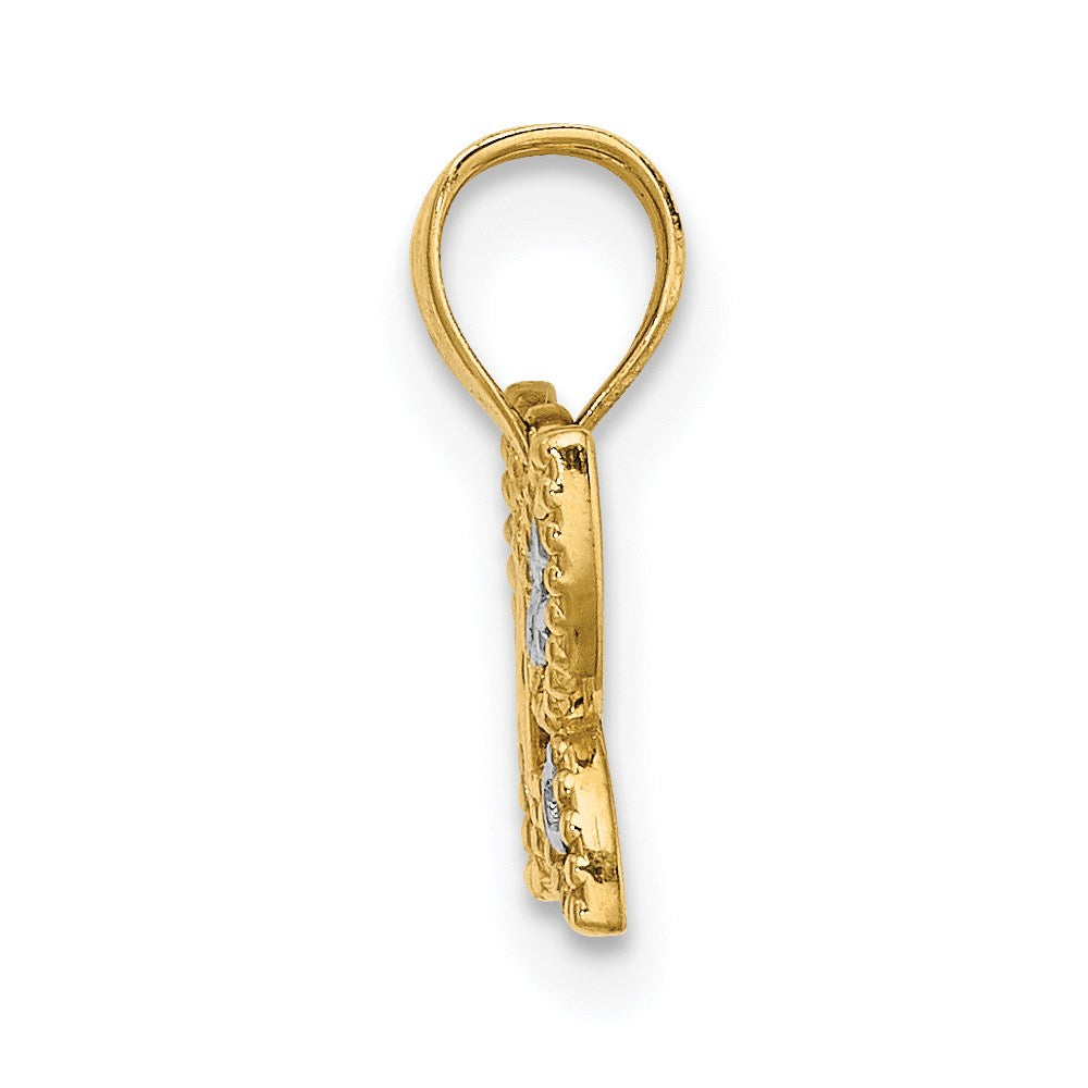 14k w/ Rhodium Diamond-cut Butterfly Charm