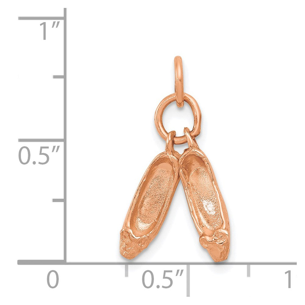 14K Rose Gold Polished 3-D Moveable Ballet Slippers Charm