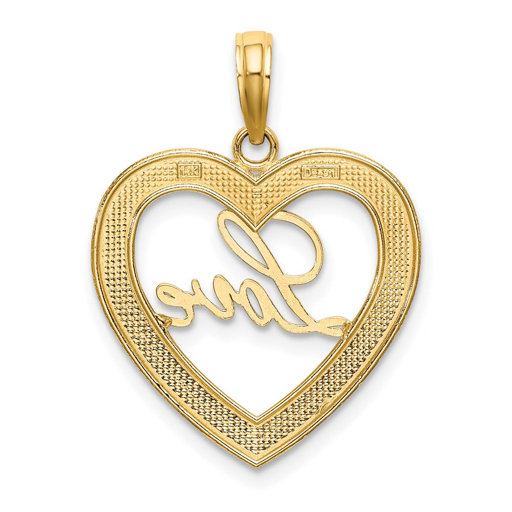 14k and Rhodium Diamond-cut LOVE Heart Pendant
